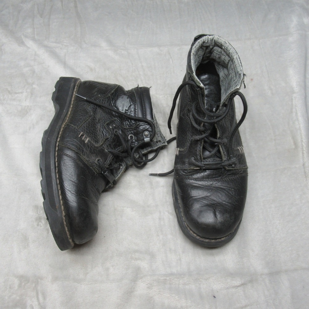 Harley-Davidson Mens Boots 9.5M Black Leather Lace Up Riding Biker Motorcycle